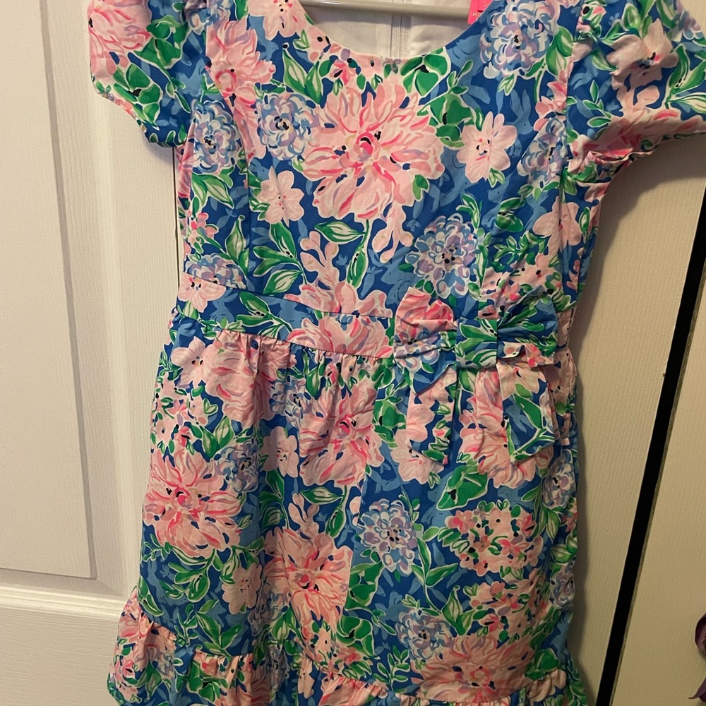 Floral Kids Dress in Blue and Pink